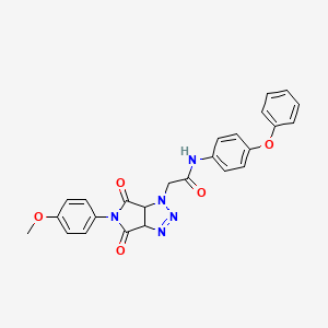 molecular formula C25H21N5O5 B2764545 2-(5-(4-甲氧基苯基)-4,6-二氧代-4,5,6,6a-四氢吡咯并[3,4-d][1,2,3]三唑-1(3aH)-基)-N-(4-苯氧基苯基)乙酰胺 CAS No. 1052552-84-7