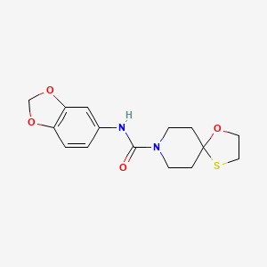 molecular formula C15H18N2O4S B2764547 N-(benzo[d][1,3]dioxol-5-yl)-1-oxa-4-thia-8-azaspiro[4.5]decane-8-carboxamide CAS No. 1351643-92-9