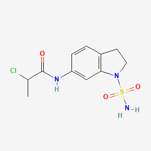 molecular formula C11H14ClN3O3S B2764563 2-Chloro-N-(1-sulfamoyl-2,3-dihydroindol-6-yl)propanamide CAS No. 2411297-31-7