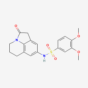 molecular formula C19H20N2O5S B2764568 3,4-dimethoxy-N-(2-oxo-2,4,5,6-tetrahydro-1H-pyrrolo[3,2,1-ij]quinolin-8-yl)benzenesulfonamide CAS No. 906162-02-5