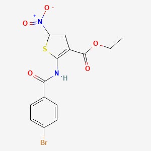 molecular formula C14H11BrN2O5S B2764569 乙酸2-(4-溴苯甲酰氨基)-5-硝基噻吩-3-甲酸酯 CAS No. 477490-71-4