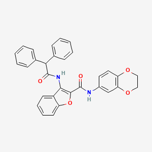 molecular formula C31H24N2O5 B2764570 N-(2,3-二氢苯并[b][1,4]二氧杂环己烷-6-基)-3-(2,2-二苯基乙酰氨基)苯并呋喃-2-甲酰胺 CAS No. 888468-43-7