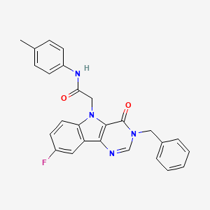 molecular formula C26H21FN4O2 B2764572 2-(3-benzyl-8-fluoro-4-oxo-3H-pyrimido[5,4-b]indol-5(4H)-yl)-N-(p-tolyl)acetamide CAS No. 1189989-95-4