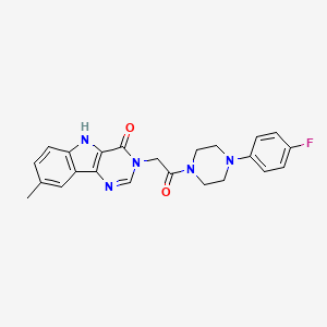 molecular formula C23H22FN5O2 B2764577 3-(2-(4-(4-fluorophenyl)piperazin-1-yl)-2-oxoethyl)-8-methyl-3H-pyrimido[5,4-b]indol-4(5H)-one CAS No. 1105246-33-0