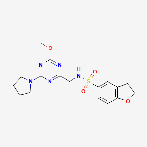 N-((4-methoxy-6-(pyrrolidin-1-yl)-1,3,5-triazin-2-yl)methyl)-2,3-dihydrobenzofuran-5-sulfonamide