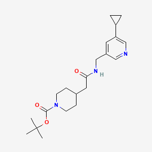 molecular formula C21H31N3O3 B2764588 叔丁基4-(2-(((5-环丙基吡啶-3-基)甲基)氨基)-2-氧代乙基)哌啶-1-甲酸酯 CAS No. 2034313-09-0