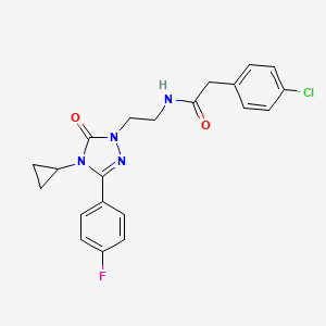 2-(4-chlorophenyl)-N-(2-(4-cyclopropyl-3-(4-fluorophenyl)-5-oxo-4,5-dihydro-1H-1,2,4-triazol-1-yl)ethyl)acetamide