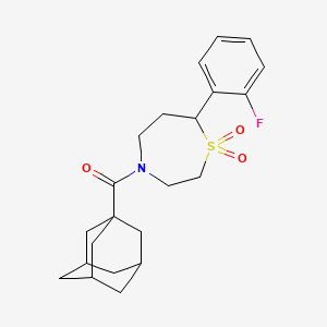 molecular formula C22H28FNO3S B2764603 (1s,3s)-Adamantan-1-yl(7-(2-fluorophenyl)-1,1-dioxido-1,4-thiazepan-4-yl)methanone CAS No. 2034336-36-0