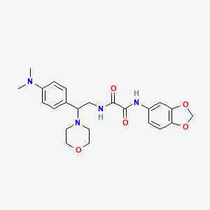 molecular formula C23H28N4O5 B2764606 N1-(benzo[d][1,3]dioxol-5-yl)-N2-(2-(4-(dimethylamino)phenyl)-2-morpholinoethyl)oxalamide CAS No. 900006-14-6
