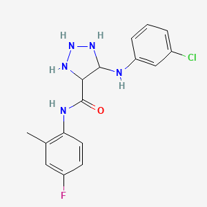 molecular formula C16H13ClFN5O B2764615 5-(3-chloroanilino)-N-(4-fluoro-2-methylphenyl)triazolidine-4-carboxamide CAS No. 1207047-54-8