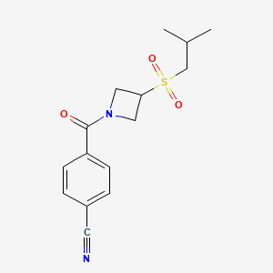 molecular formula C15H18N2O3S B2764623 4-(3-(Isobutylsulfonyl)azetidine-1-carbonyl)benzonitrile CAS No. 1797691-99-6