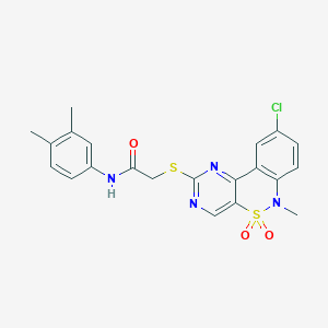 2-((9-chloro-6-methyl-5,5-dioxido-6H-benzo[c]pyrimido[4,5-e][1,2]thiazin-2-yl)thio)-N-(3,4-dimethylphenyl)acetamide