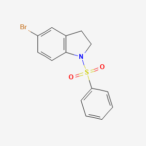 molecular formula C14H12BrNO2S B2764628 5-Bromo-1-(phenylsulfonyl)indoline CAS No. 118757-04-3