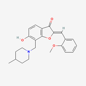 molecular formula C23H25NO4 B2764629 6-Hydroxy-2-[(2-methoxyphenyl)methylene]-7-[(4-methylpiperidyl)methyl]benzo[b] furan-3-one CAS No. 869078-00-2