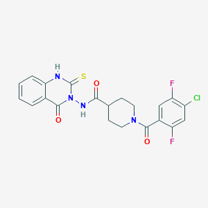 molecular formula C21H17ClF2N4O3S B2764645 1-(4-chloro-2,5-difluorobenzoyl)-N-(4-oxo-2-thioxo-1,2-dihydroquinazolin-3(4H)-yl)piperidine-4-carboxamide CAS No. 422275-83-0