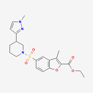 ethyl 3-methyl-5-((3-(1-methyl-1H-pyrazol-3-yl)piperidin-1-yl)sulfonyl)benzofuran-2-carboxylate