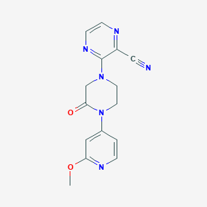 molecular formula C15H14N6O2 B2764672 3-[4-(2-Methoxypyridin-4-yl)-3-oxopiperazin-1-yl]pyrazine-2-carbonitrile CAS No. 2380141-22-8