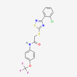 molecular formula C17H11ClF3N3O2S2 B2764673 2-((3-(2-chlorophenyl)-1,2,4-thiadiazol-5-yl)thio)-N-(4-(trifluoromethoxy)phenyl)acetamide CAS No. 864919-38-0