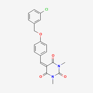 molecular formula C20H17ClN2O4 B2764674 5-({4-[(3-chlorobenzyl)oxy]phenyl}methylene)-1,3-dimethyl-2,4,6(1H,3H,5H)-pyrimidinetrione CAS No. 477862-22-9
