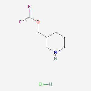 molecular formula C7H14ClF2NO B2764675 3-[(Difluoromethoxy)methyl]piperidine hydrochloride CAS No. 2098132-34-2