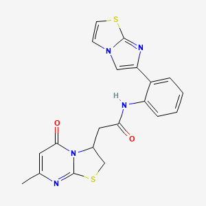 molecular formula C20H17N5O2S2 B2764693 N-(2-(咪唑并[2,1-b]噻唑-6-基)苯基)-2-(7-甲基-5-氧代-3,5-二氢-2H-噻唑并[3,2-a]嘧啶-3-基)乙酰胺 CAS No. 1798637-39-4