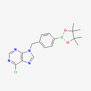 molecular formula C18H20BClN4O2 B2764720 (4-((6-Chloro-9H-purin-9-yl)methyl)phenyl)boronic acid pinacol ester CAS No. 2490665-85-3