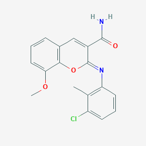 molecular formula C18H15ClN2O3 B2764725 (2Z)-2-[(3-氯-2-甲基苯基)亚亚胺]-8-甲氧基-2H-香豆素-3-甲酰胺 CAS No. 1327168-81-9