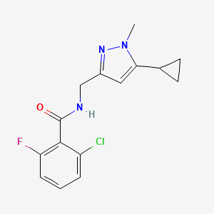 2-chloro-N-((5-cyclopropyl-1-methyl-1H-pyrazol-3-yl)methyl)-6-fluorobenzamide