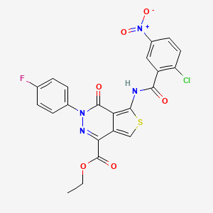 molecular formula C22H14ClFN4O6S B2764735 乙酸5-(2-氯-5-硝基苯甲酰胺基)-3-(4-氟苯基)-4-氧代-3,4-二氢噻吩并[3,4-d]吡啶-1-甲酸酯 CAS No. 851949-53-6