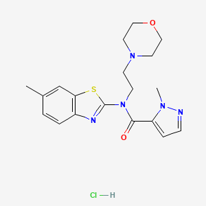 molecular formula C19H24ClN5O2S B2764742 1-甲基-N-(6-甲基苯并[d]噻唑-2-基)-N-(2-吗啉基乙基)-1H-吡唑-5-甲酰胺盐酸盐 CAS No. 1185089-99-9