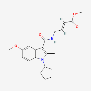 molecular formula C21H26N2O4 B2764768 4-[(1-Cyclopentyl-2-methyl-5-methoxy-1H-indole-3-yl)carbonylamino]-2-butenoic acid methyl ester CAS No. 1810058-52-6