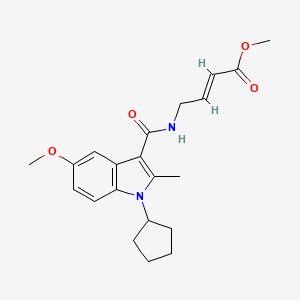 molecular formula C21H26N2O4 B2764768 4-[(1-Cyclopentyl-2-methyl-5-methoxy-1H-indole-3-yl)carbonylamino]-2-butenoic acid methyl ester 