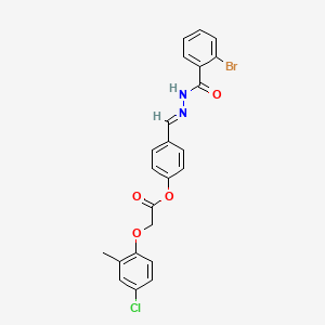molecular formula C23H18BrClN2O4 B2764770 (E)-4-((2-(2-bromobenzoyl)hydrazono)methyl)phenyl 2-(4-chloro-2-methylphenoxy)acetate CAS No. 329049-15-2