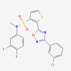 molecular formula C19H12ClF2N3O3S2 B2764774 2-[3-(3-chlorophenyl)-1,2,4-oxadiazol-5-yl]-N-(3,4-difluorophenyl)-N-methylthiophene-3-sulfonamide CAS No. 1105248-59-6