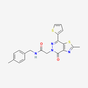 molecular formula C20H18N4O2S2 B2764780 2-(2-methyl-4-oxo-7-(thiophen-2-yl)thiazolo[4,5-d]pyridazin-5(4H)-yl)-N-(4-methylbenzyl)acetamide CAS No. 941927-80-6