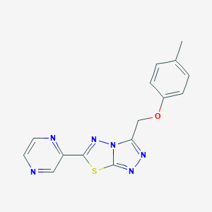 molecular formula C15H12N6OS B276479 3-[(4-Methylphenoxy)methyl]-6-pyrazin-2-yl[1,2,4]triazolo[3,4-b][1,3,4]thiadiazole 