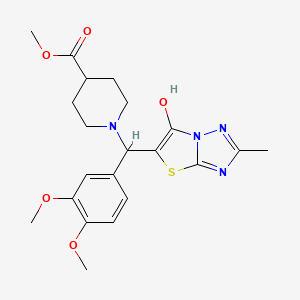 Methyl 1-((3,4-dimethoxyphenyl)(6-hydroxy-2-methylthiazolo[3,2-b][1,2,4]triazol-5-yl)methyl)piperidine-4-carboxylate
