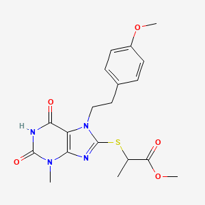 molecular formula C19H22N4O5S B2764803 methyl 2-((7-(4-methoxyphenethyl)-3-methyl-2,6-dioxo-2,3,6,7-tetrahydro-1H-purin-8-yl)thio)propanoate CAS No. 1105198-13-7