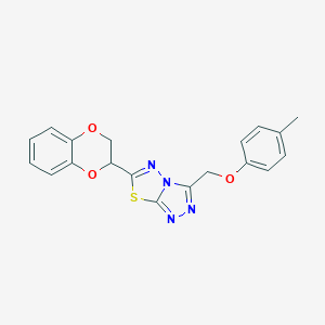 molecular formula C19H16N4O3S B276481 6-(2,3-Dihydro-1,4-benzodioxin-2-yl)-3-[(4-methylphenoxy)methyl][1,2,4]triazolo[3,4-b][1,3,4]thiadiazole 