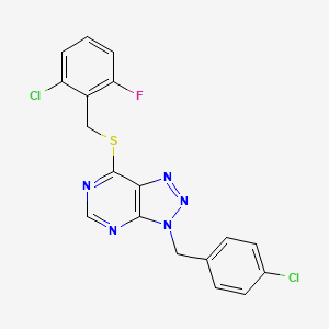 molecular formula C18H12Cl2FN5S B2764810 7-((2-chloro-6-fluorobenzyl)thio)-3-(4-chlorobenzyl)-3H-[1,2,3]triazolo[4,5-d]pyrimidine CAS No. 896678-39-0