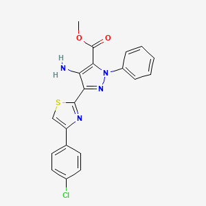 molecular formula C20H15ClN4O2S B2764819 methyl 4-amino-3-[4-(4-chlorophenyl)-1,3-thiazol-2-yl]-1-phenyl-1H-pyrazole-5-carboxylate CAS No. 878260-11-8