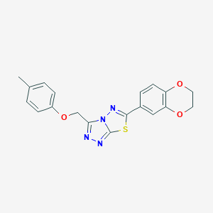 molecular formula C19H16N4O3S B276482 6-(2,3-Dihydro-1,4-benzodioxin-6-yl)-3-[(4-methylphenoxy)methyl][1,2,4]triazolo[3,4-b][1,3,4]thiadiazole 