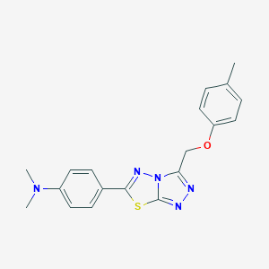 molecular formula C19H19N5OS B276484 N,N-dimethyl-4-{3-[(4-methylphenoxy)methyl][1,2,4]triazolo[3,4-b][1,3,4]thiadiazol-6-yl}aniline 