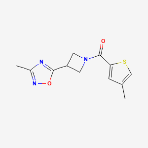molecular formula C12H13N3O2S B2764853 (3-(3-甲基-1,2,4-噁二唑-5-基)氮杂环丁-1-基)(4-甲基噻吩-2-基)甲酮 CAS No. 1286697-17-3