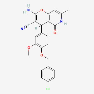 B2764861 2-amino-4-{4-[(4-chlorobenzyl)oxy]-3-methoxyphenyl}-7-methyl-5-oxo-5,6-dihydro-4H-pyrano[3,2-c]pyridine-3-carbonitrile CAS No. 607696-30-0