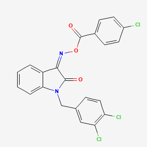 molecular formula C22H13Cl3N2O3 B2764869 3-{[(4-chlorobenzoyl)oxy]imino}-1-(3,4-dichlorobenzyl)-1,3-dihydro-2H-indol-2-one CAS No. 477853-34-2