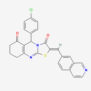 (Z)-5-(4-chlorophenyl)-2-(isoquinolin-7-ylmethylene)-8,9-dihydro-2H-thiazolo[2,3-b]quinazoline-3,6(5H,7H)-dione