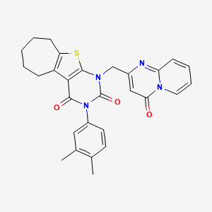 3-(3,4-dimethylphenyl)-1-((4-oxo-4H-pyrido[1,2-a]pyrimidin-2-yl)methyl)-6,7,8,9-tetrahydro-1H-cyclohepta[4,5]thieno[2,3-d]pyrimidine-2,4(3H,5H)-dione