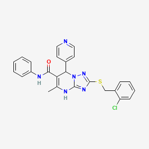 molecular formula C25H21ClN6OS B2764892 2-{[(2-chlorophenyl)methyl]sulfanyl}-5-methyl-N-phenyl-7-(pyridin-4-yl)-4H,7H-[1,2,4]triazolo[1,5-a]pyrimidine-6-carboxamide CAS No. 536992-15-1