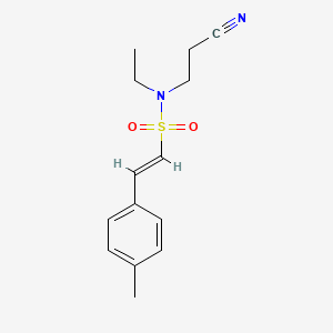 molecular formula C14H18N2O2S B2764893 (E)-N-(2-cyanoethyl)-N-ethyl-2-(4-methylphenyl)ethenesulfonamide CAS No. 1281693-41-1